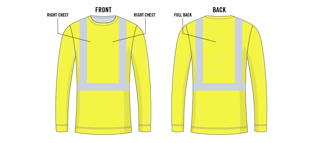 Hi Vis T-Shirt Screen Print Locations