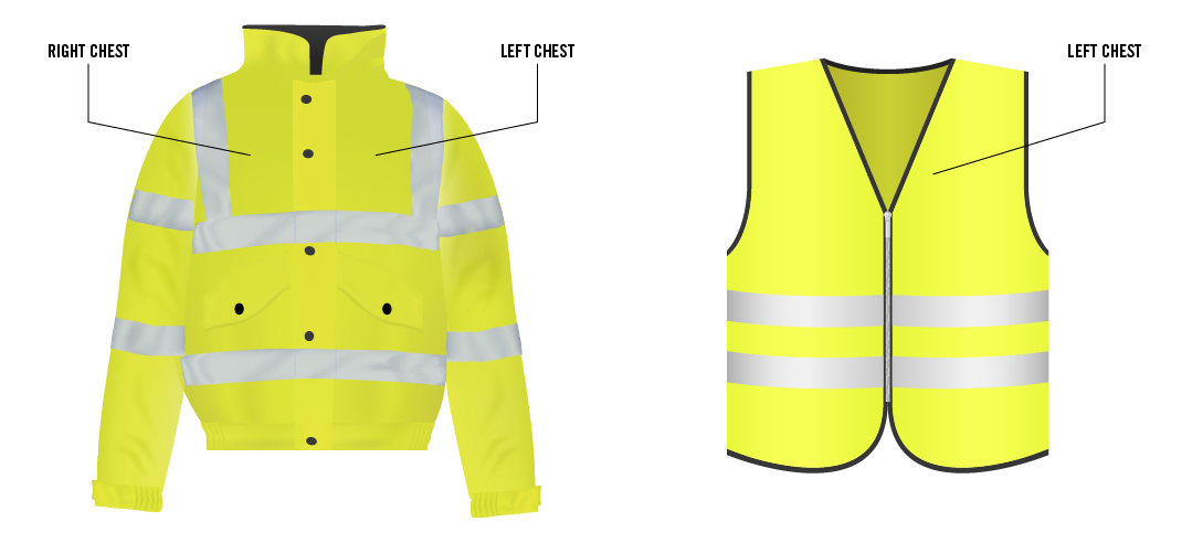 Hi Vis Jacket and Vest Screen Print Locations